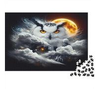 Gufo alla luce della luna Puzzles 1000 Pezzi In Stampa Ad Alta Definizione,Un Premium Jigsaw Puzzle Per Enigma Di Allenamento Alla Concentrazione,Tempo Libero,Regalo D'Anniversario Puzzle 70x50c