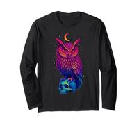 Gufo Amante Animali Teschi Halloween Uomini Donne Maglia a Manica