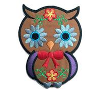 Gufo Animale Bambini - Toppe Termoadesive Patch Toppa Ricamate, Misura: 6,7 x 9 cm, Farbvariante:marrone