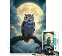 Gufo appollaiato al chiaro di luna - Puzzle da 1000 pezzi per adulti - Gioco di sfida per la mente - Gioco al chiuso - Opera d'arte di precisione (50x75cm)