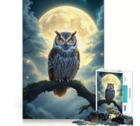 Gufo appollaiato al chiaro di luna - Puzzle da 1000 pezzi per adulti - Regalo - Gioco di logica - Tempo libero - Divertimento - Qualità - Bordo - Regalo delizioso (38x52cm)