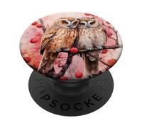 Gufo & Baby Owl in un albero con bacche acquerello PopSockets PopGrip Intercambiabile