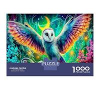 Gufo barn owl al neon Puzzle Impossibili 1000Pcs Foresta illuminata dalla luna Decorazione Per La Casa. Giochi Rilassamento E Intelligence Per Adulti E Ragazzi Da 14 Anni 70x50cm/1000pcs