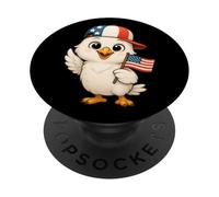 Gufo bianco bandiera USA 4 luglio Giorno dell'indipendenza ragazzi ragazze bambini PopSockets PopGrip Adesivo