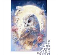 Gufo bianco Jigsaw Puzzle Impossible 1000Pcs Luna piena Flower Field Decorazione Per La Casa. Giochi Rilassamento E Intelligence Per Adulti E Ragazzi Da 14 Anni 1000pcs (75x50cm)