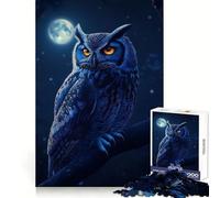 Gufo blu appollaiato di notte, puzzle da 1000 pezzi per adolescenti, esercizio mentale, calma e relax, bel regalo (50x75cm)