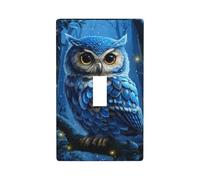 Gufo blu nella foresta interruttore della luce copertura decorativa singola levetta 1 banda piastra da parete per cucina casa colonica camera da letto bagno decorazione artistica
