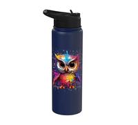 Gufo carino con grandi occhi e macchie colorate Stainless Steel Insulated Water Bottle