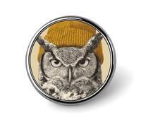 Gufo che indossa berretto giallo spilla rotonda per uomo donna moda distintivo collare pin vestito giacca zaino accessori