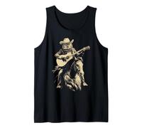 Gufo Cowboy Che Suona la Chitarra Cavaliere Cavaliere Western Animal Rodeo Canotta