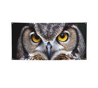 Gufo dagli occhi gialli Banner Segno per Esterno Interno Compleanno Sfondo Poster Decorazioni per Feste Forniture Foto Sfondo con Occhielli Personalizzato Wall Banner Bandiera