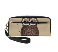 Gufo del chicco di caffè, Borsa per il trucco Borsa per cosmetici Borsa da viaggio portatile da toilette Astuccio in pelle per donne e ragazze