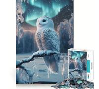 Gufo delle nevi sotto l'aurora boreale - Puzzle da 1000 pezzi per adolescenti - Stimola la memoria - Tranquillo - Taglio di alta qualità - Regalo sincero (38x26cm)