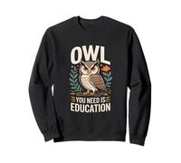 Gufo di Cui Hai Bisogno è Istruzione Retro Owl Wisdom Felpa
