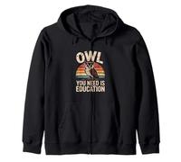 Gufo di Cui Hai Bisogno è Istruzione Retro Owl Wisdom Felpa con Cappuccio