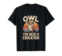 Gufo di Cui Hai Bisogno è Istruzione Retro Owl Wisdom Maglietta