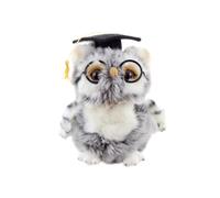 Uni-Toys - Gufo (grigio-bianco) con cappello da dottore e occhiali - 18 cm (altezza) - Uccello di peluche - peluche