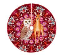 Gufo e gonna per albero, fantasiosi fiori di cervo ispirati alla natura, inverno rosso sotto l'albero decorazioni per le vacanze per casa, chiesa, interni ed esterni, festival, feste, decorazione da