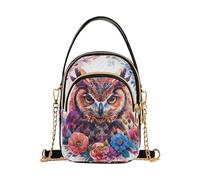 Gufo fiori colorati piume borse a tracolla da donna trapuntata borsa per telefono tracolla borsa a catena borsa da donna carino borsa a tracolla borsa a tracolla