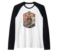 Gufo Guerriero Ukiyo-e Samurai Giapponese Art Maglia con Maniche Raglan