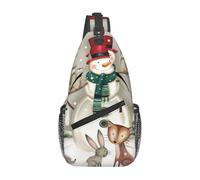 Gufo in piedi sul pupazzo di neve moda croce petto borsa diagonalmente regolabile cinghie ad alta capacità sport viaggio lavoro uso quotidiano, Nero , Taglia unica