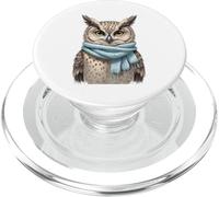 Gufo invernale con sciarpa blu - Ritratto elegante PopSockets PopGrip per MagSafe