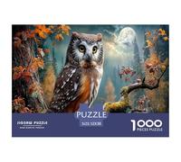 Gufo Jigsaw Puzzle Impossibili 1000Pcs Autunno al chiaro di luna Forest Decorazione Per La Casa. Rilassamento E Intelligence Per Adulti E Ragazzi Da 14 Anni 52x38cm/1000pcs