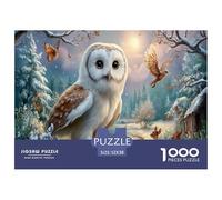 Gufo Jigsaw Puzzle Impossibili 1000Pcs Foresta illuminata dalla lunaa invernale Decorazione Per La Casa. Giochi Rilassamento E Intelligence Per Adulti E Bambini Da 12 Anni 52x38cm/1000pcs