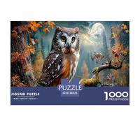 Gufo Jigsaw Puzzle Impossible 1000Pcs Autunno al chiaro di luna Forest Decorazione Per La Casa. Giochi Rilassamento E Intelligence Per Adulti E Bambini Da 12 Anni 38x26cm/1000pcs