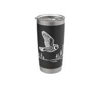 Gufo Linework Appassionati Uccelli Bicchiere termico in acciaio inox doppia parete