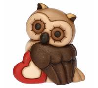 Gufo Lucky con cuore in ceramica, medio - Ceramica - 9,8x7,7x10,7 cm