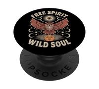 Gufo, luna, stella, sole, mistico, magia, foresta, spirito, design PopSockets PopGrip Adesivo