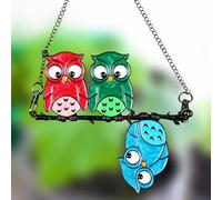 Gufo multicolore su un filo di vetro colorato, decorazione per finestra da appendere alla finestra Suncatcher Owl Suncatcher decorazione per finestre, per appendere uccelli