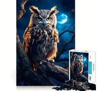 Gufo nel bosco di notte - Puzzle da 1000 pezzi per ragazzi - Puzzle di memoria - Leggero e rilassante - Assemblaggio immagini (38x52cm)