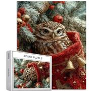 Gufo nella calza di Natale, puzzle da 1000 pezzi per adulti, decorazione natalizia artistica, puzzle impegnativo per attività in famiglia, puzzle colorato fai da te per decorazioni per la casa, regali