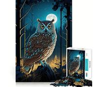 Gufo nella foresta notturna - Puzzle da 1000 pezzi per ragazzi - Puzzle di memoria - Leggero e rilassante - Assemblaggio immagini (38x52cm)