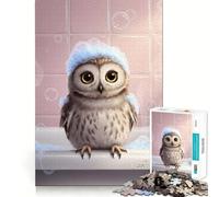 Gufo nella vasca da bagno - Puzzle da 1000 pezzi per adulti - Gioco di sfida per la mente - Antistress - Decorazione murale con ritagli trasparenti (50x75cm)