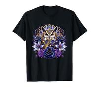 Gufo Notturno Incantato con Rose Viola Mandala Maglietta