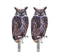 Gufo per tenere lontani gli uccelli, 2 gufi finti, per tenere lontani gli uccelli, griglia stampata su entrambi i lati, falco falco falso per tenere gli uccelli lontani dalle finestre del giardino e