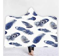 Gufo Piuma 3D Coperta Con Cappuccio Per Bambini Inverno Stampato Caldo Adulti Morbido Mantello Di Peluche Mantello Cape Suit Per La Lettura Giocare Studiare Guardare La Tv Sul Letto O Sul Divano 130X150 Cm 001