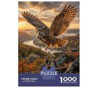 Gufo Puzzle Classico 1000 Pezzi Cartone Riciclato Alta Qualità Cielo all'alba e valle del fiume Attività Indoor Coppie, Legame Familiare, Regalo Amatori 52x38cm/1000pcs