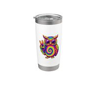 Gufo retrò hippie segno della pace regalo Bicchiere termico in acciaio inox doppia parete