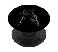 Gufo saggio che indossa un cappello da cacciatore piumato PopSockets PopGrip Adesivo