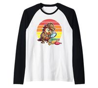 Gufo Saggio Detective indaga Pollo mistero retrò Divertente Maglia con Maniche Raglan