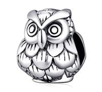 Gufo Saggio Nighthawk Charm, Fit Pandora Bracciale Stile Animale, 925 Argento Sterling Uccello di Perline Notturne, Regalo di Laurea per Fidanzato/BFF/Fidanzata