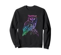 Gufo Silhuette Nightbird Acquerello Stile Felpa