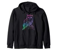 Gufo Silhuette Nightbird Acquerello Stile Felpa con Cappuccio