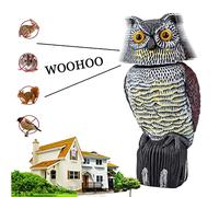 Gufo Spaventapasseri, Gufo Espanta Colombe, Esca di Gufo per Spaventare con 360° Testa Girevole e Voce, Realistica Spaventosa Esca Gufo per Spaventare Scoiattoli, Conigli e Uccelli