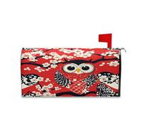 Gufo Stile Giapponese Cuore San Valentino Mailbox Postale Copertura per Inverno Divertente Natale Casella Postale Copertura Magnetica 45,7x52,6 cm Caja de correos