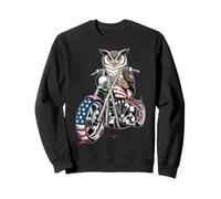 Gufo, su, Moto, con, Bandiera Americana Felpa